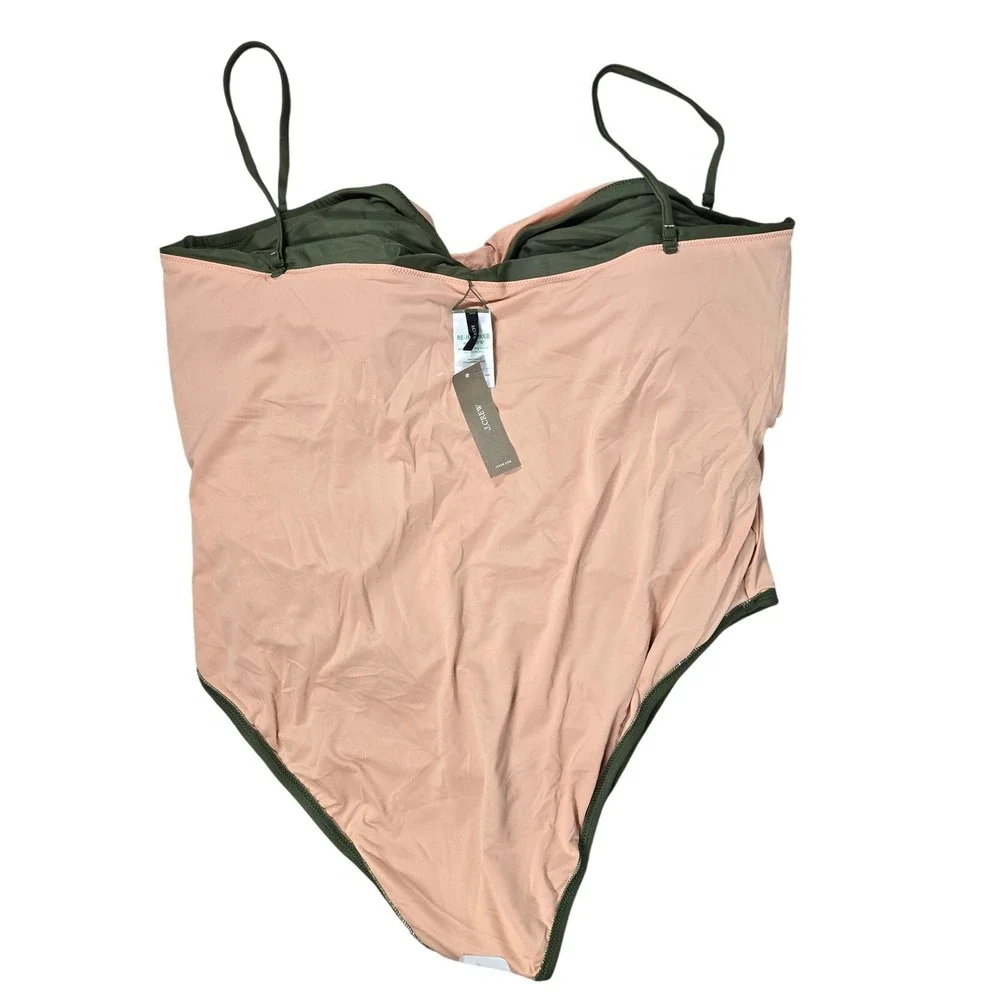 J. Crew Ruched sweetheart one-piece in Safari Green‎ Plus 24 NWT
